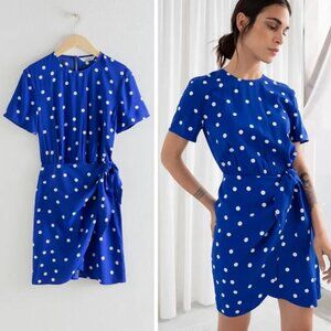 & Other Stories Blue Polka Dot Mini Dress Size 10 - 47862